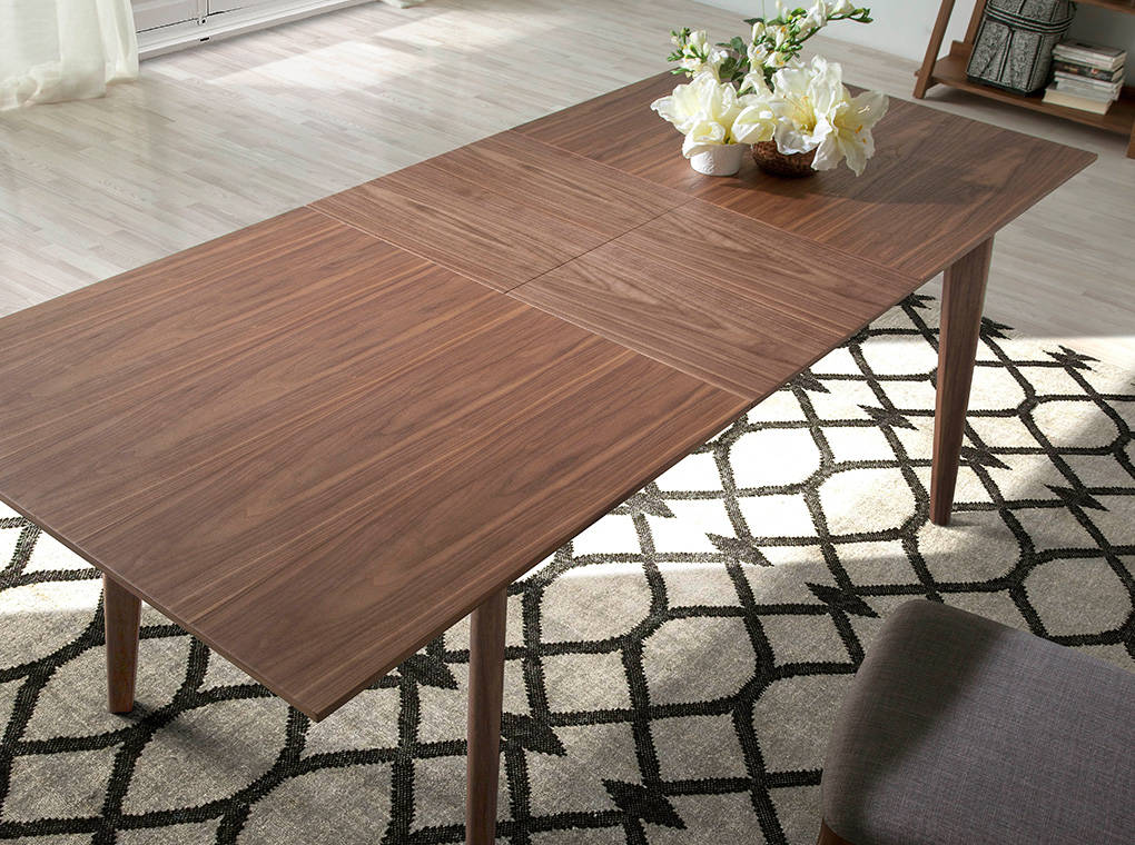 Walnut wood extendable dining table