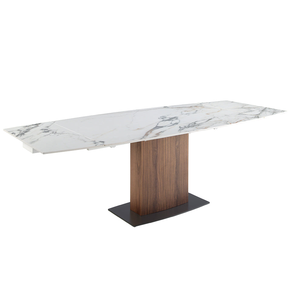 Oval Barrel porcelain marble extending dining table