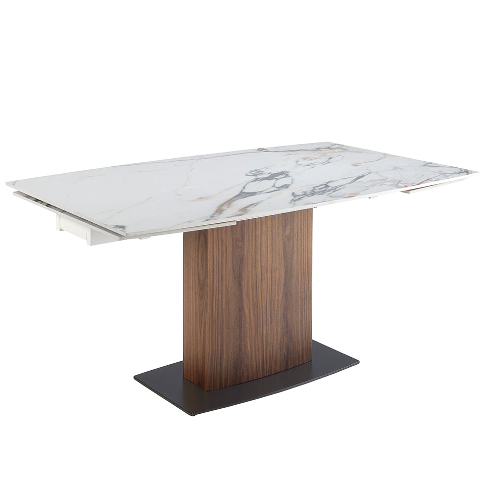 Oval Barrel porcelain marble extending dining table