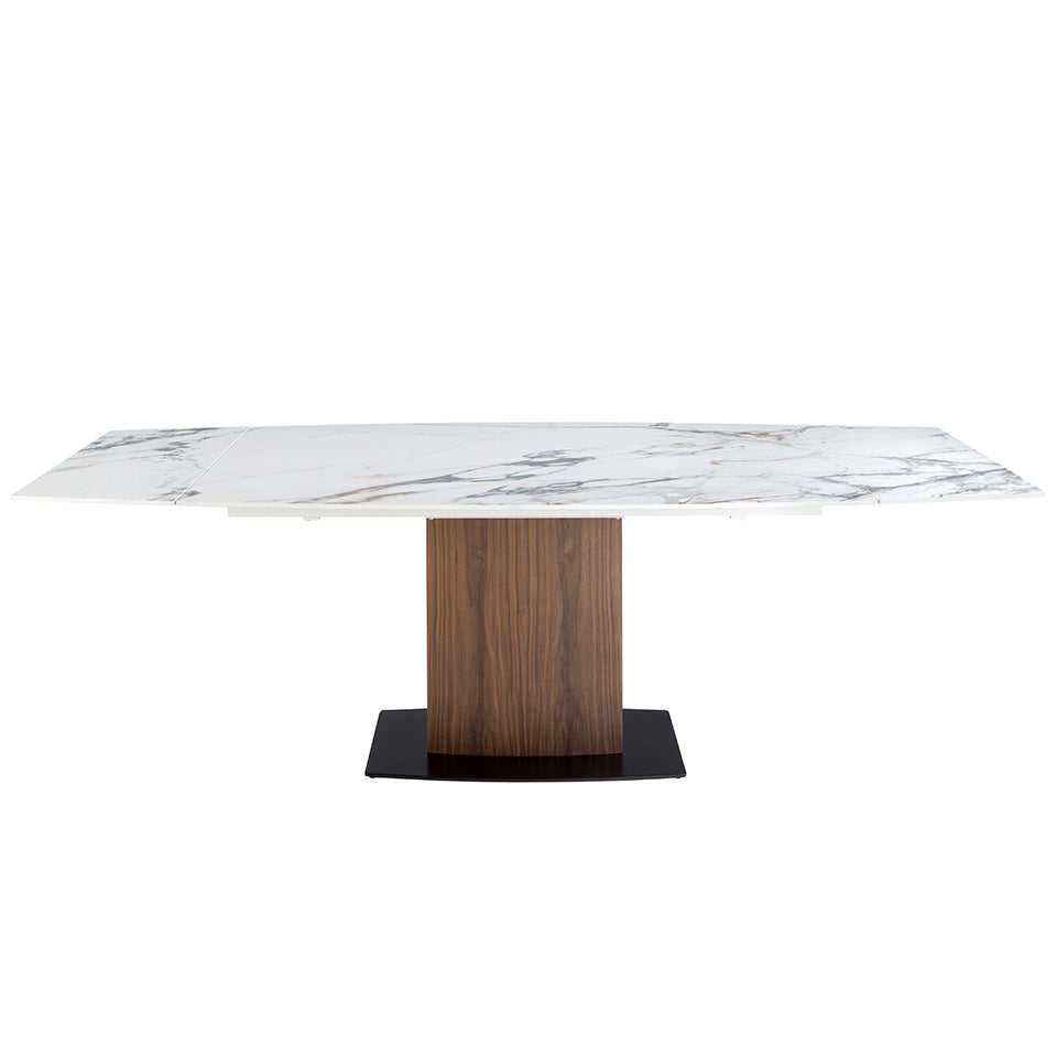 Oval Barrel porcelain marble extending dining table