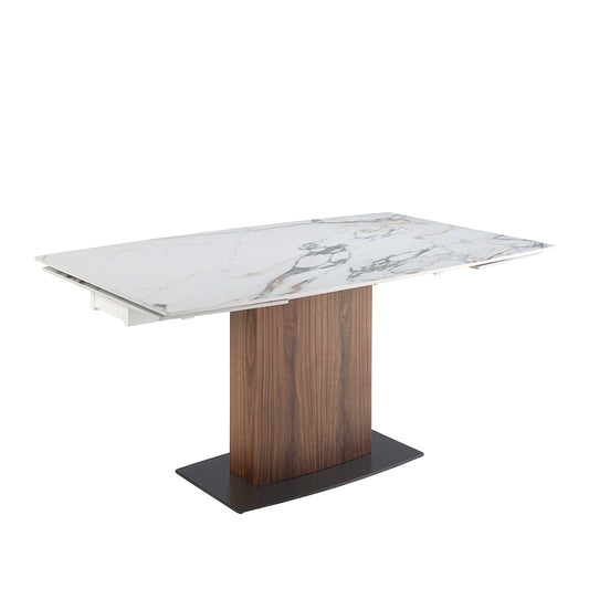 Oval Barrel porcelain marble extending dining table