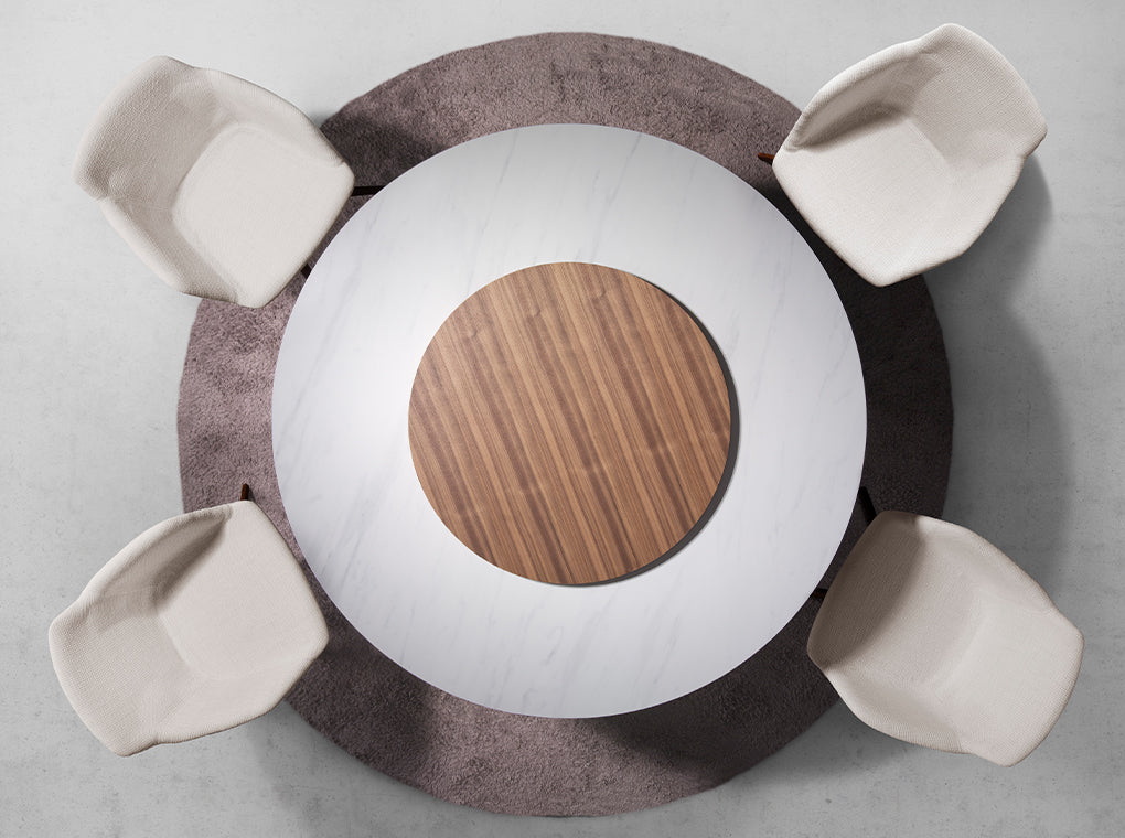 Round porcelain marble dining table