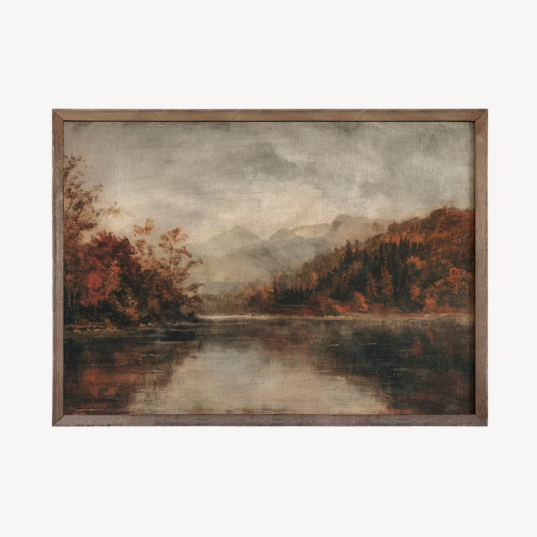 Arte mural Paisaje de lago otoñal, 60 x 90