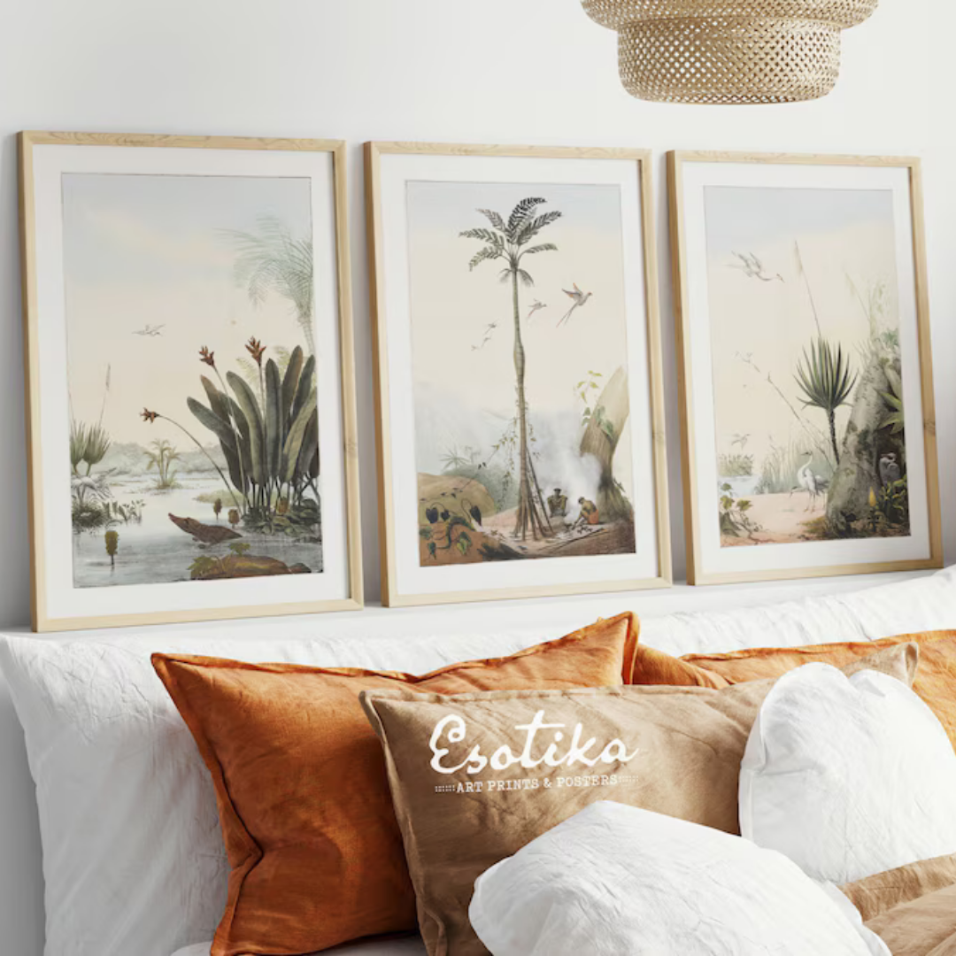 Wall Art Tropical Jungle set of 3, 60x90