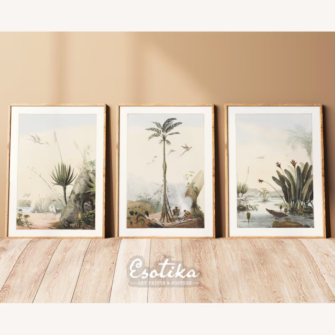 Wall Art Tropical Jungle set of 3, 60x90