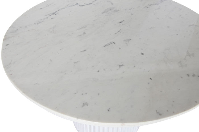 TABLE MARBLE METAL 110X110X76 WHITE