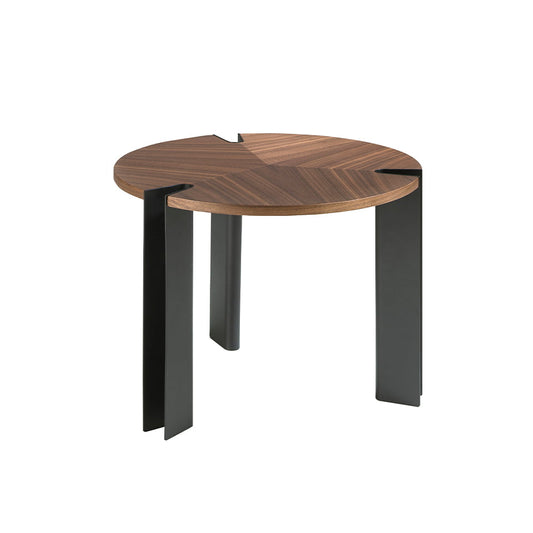 Corner table walnut wood and black steel