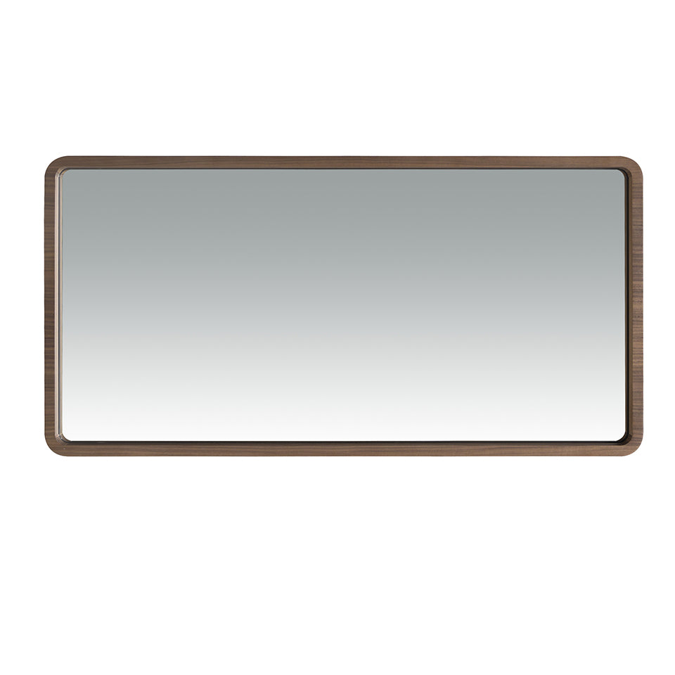 Walnut wood frame rectangular mirror