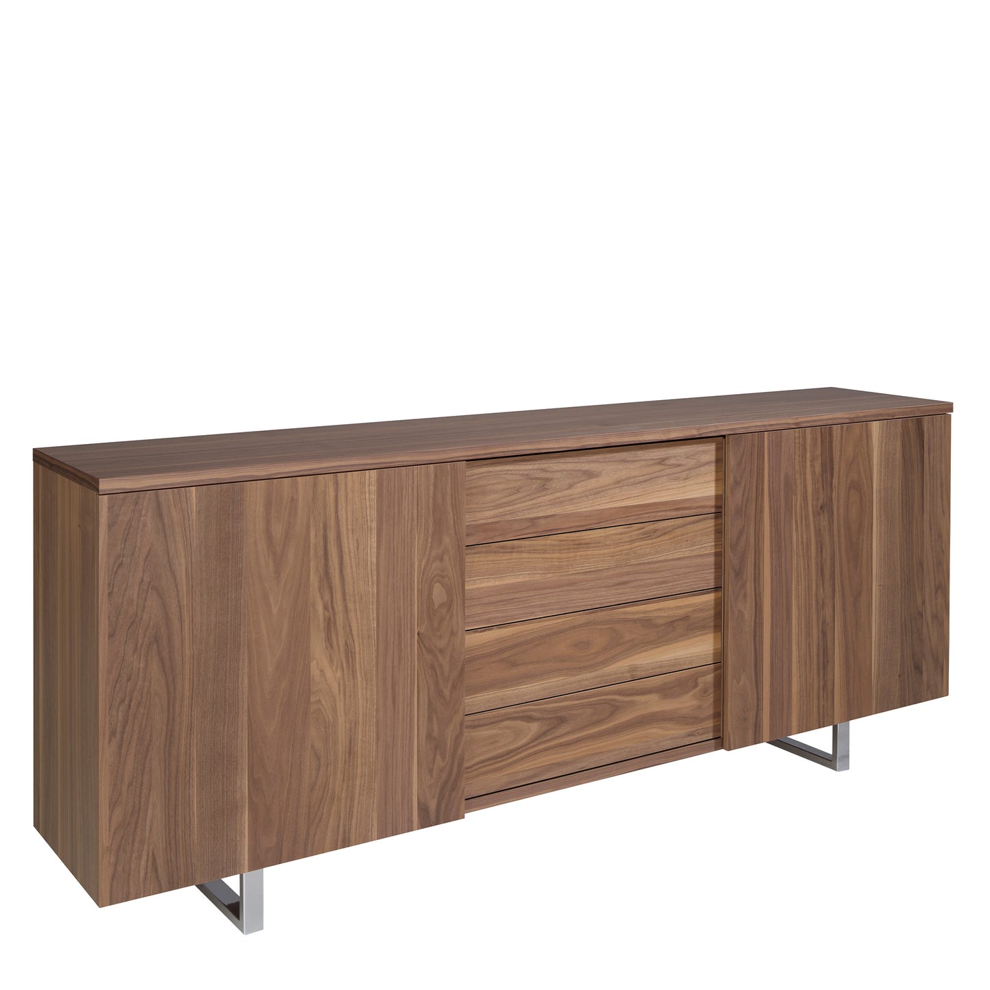 Walnut wood and chrome steel sideboard