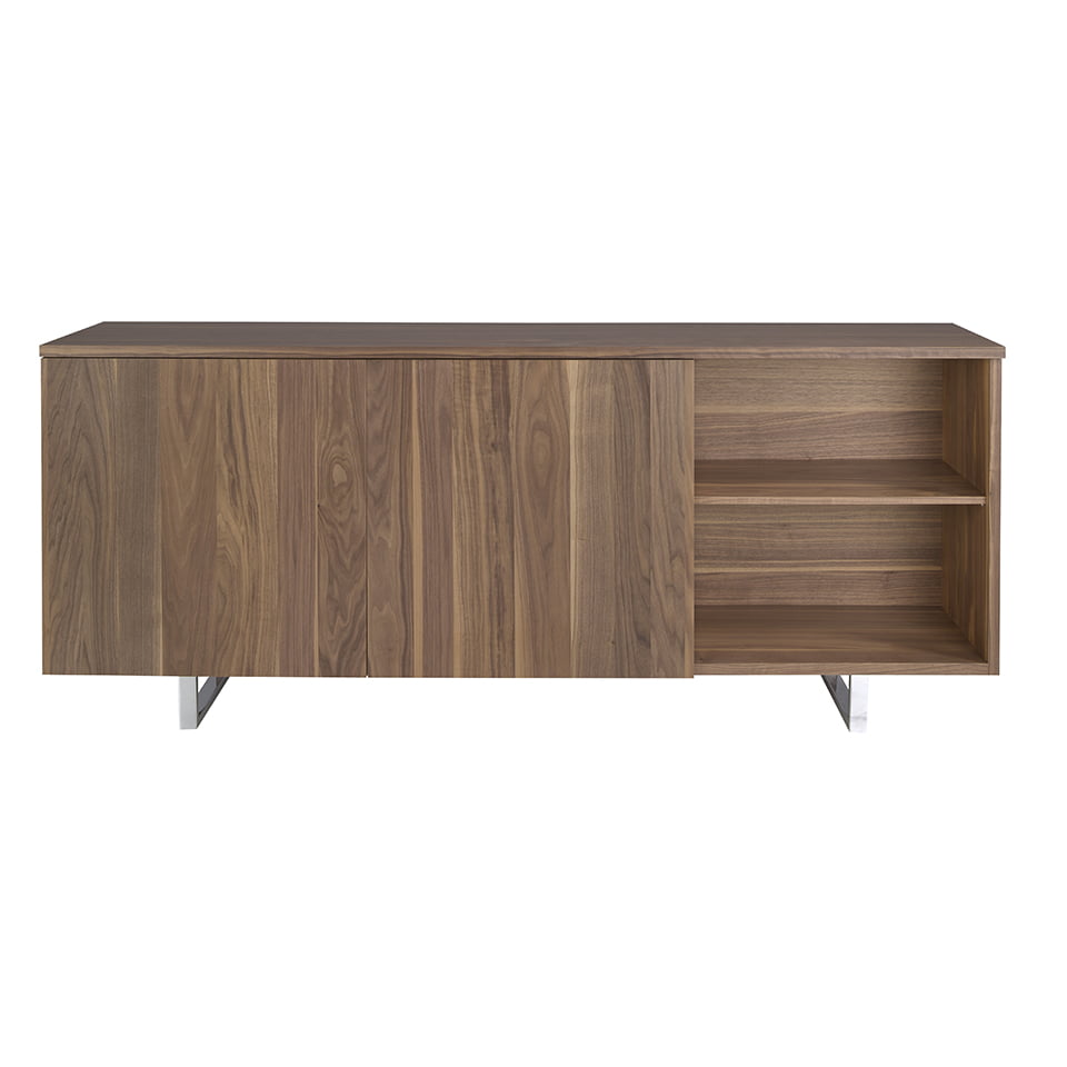 Walnut wood and chrome steel sideboard