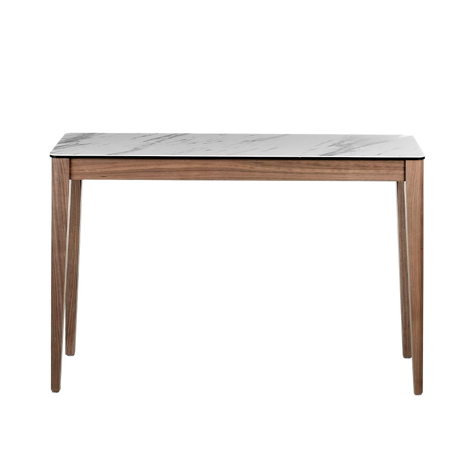 Walnut wood console and porcelain top