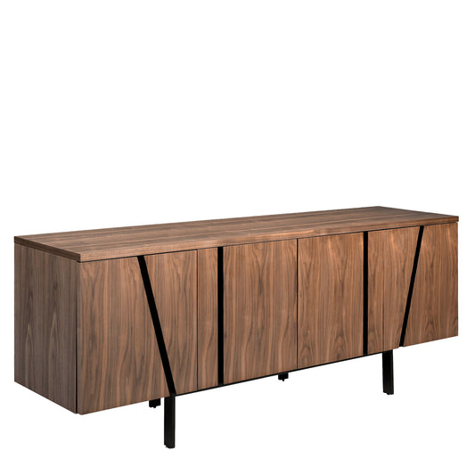 Walnut wood and black steel sideboard