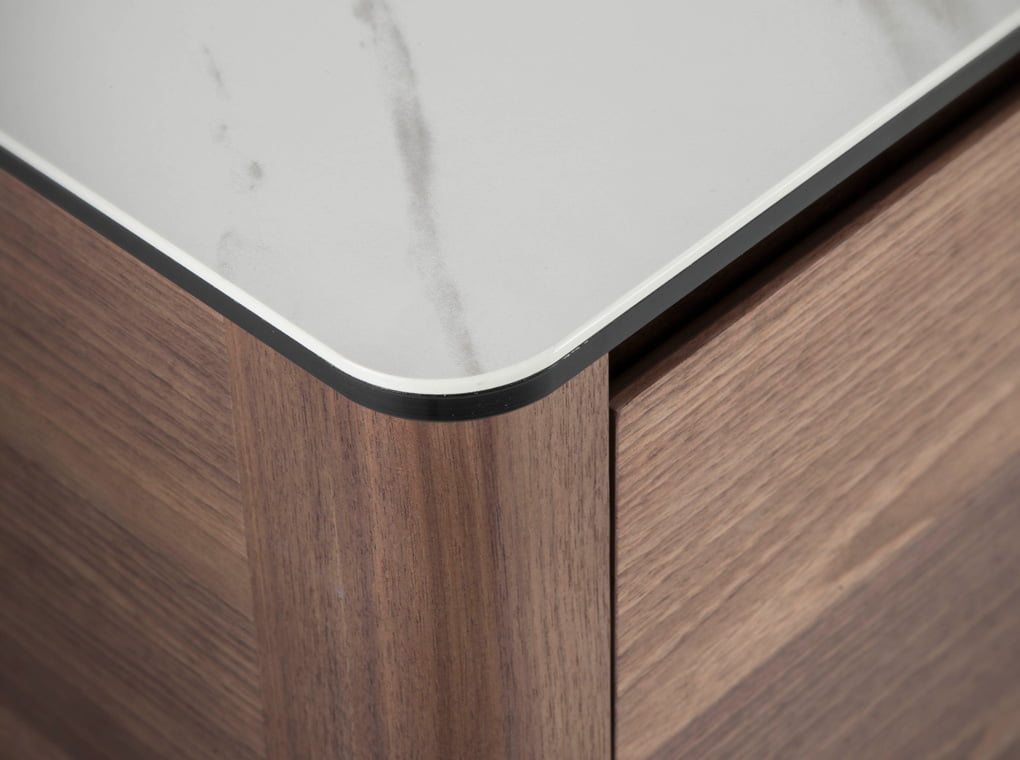 Walnut wood sideboard and porcelain top