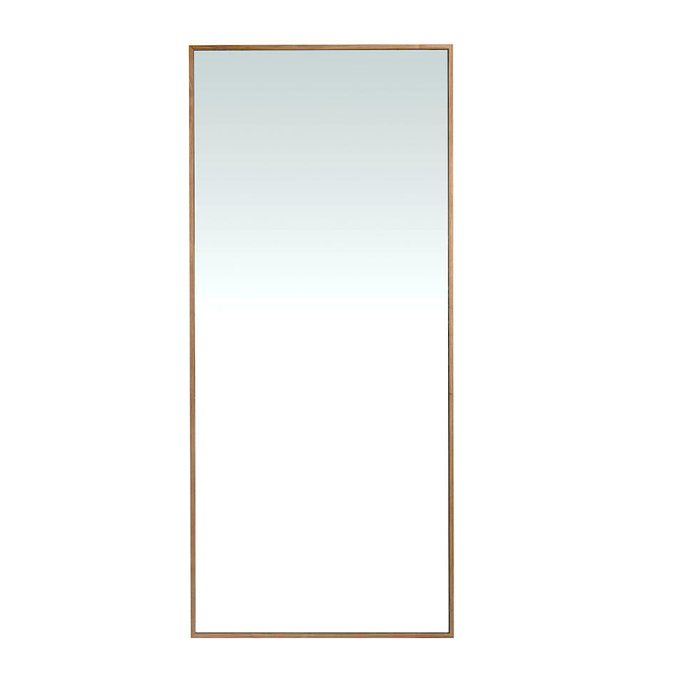 Wooden standing mirror with natural walnut finish