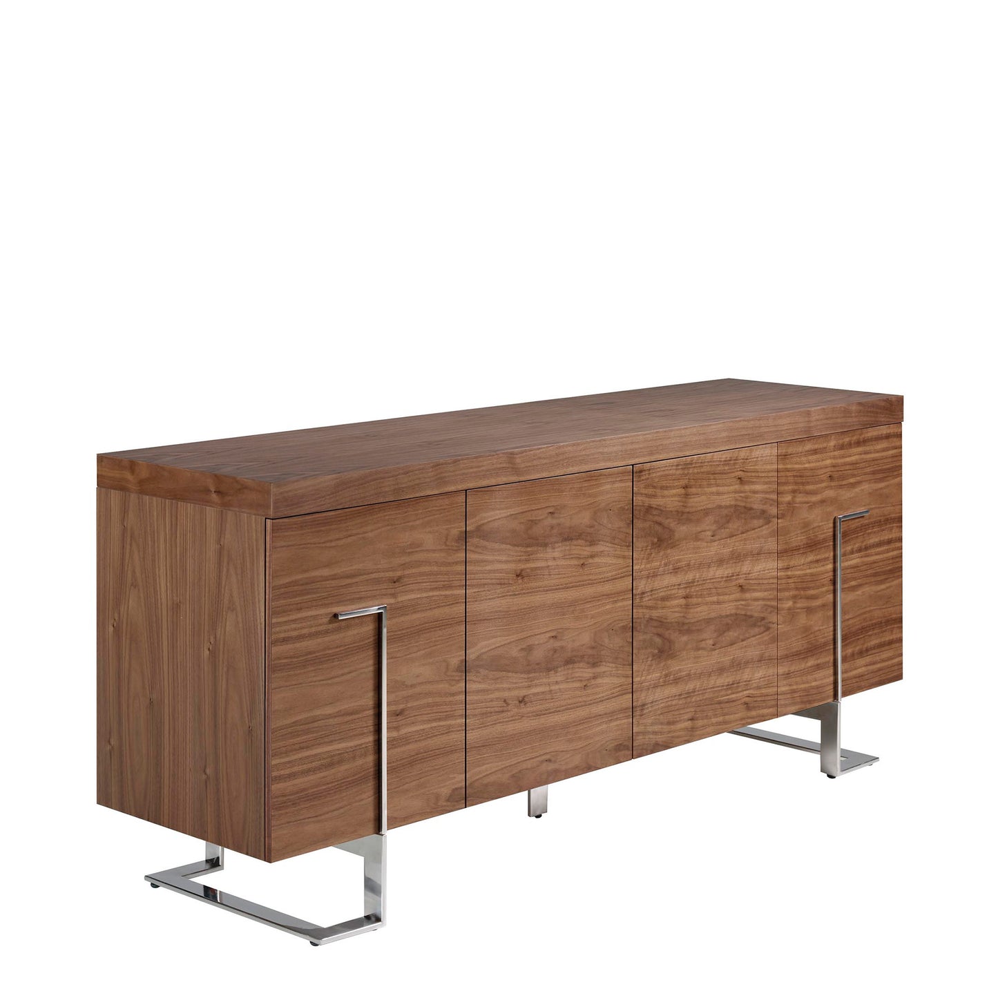 Sideboard in walnut wood and chrome steel