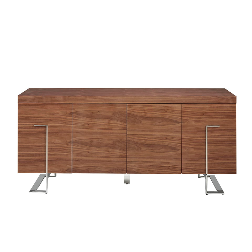 Sideboard in walnut wood and chrome steel