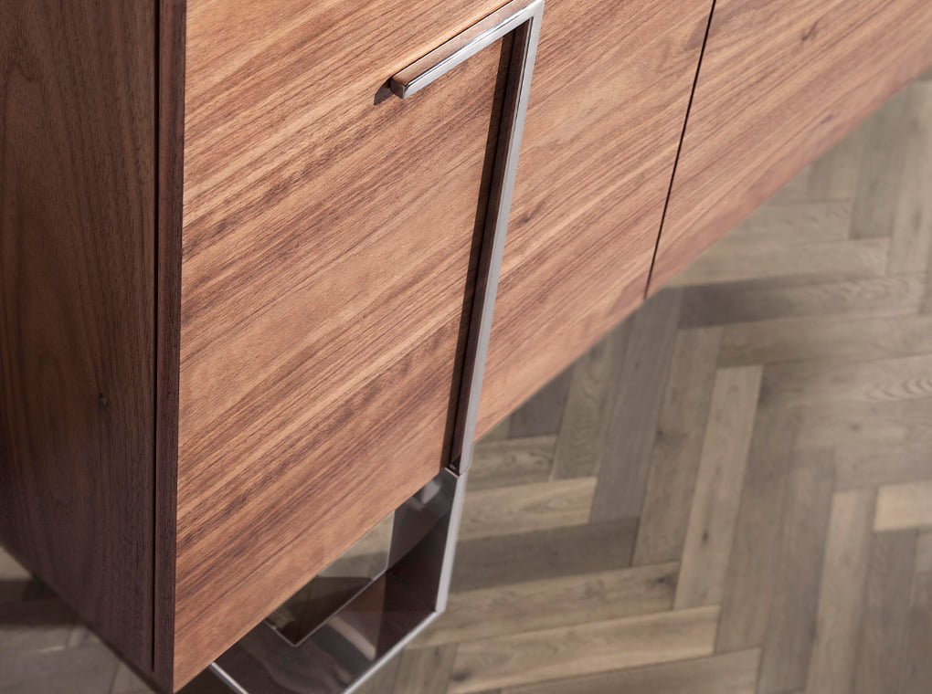 Sideboard in walnut wood and chrome steel