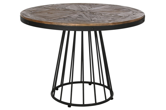 TABLE WOOD METAL 110X110X79 NATURAL