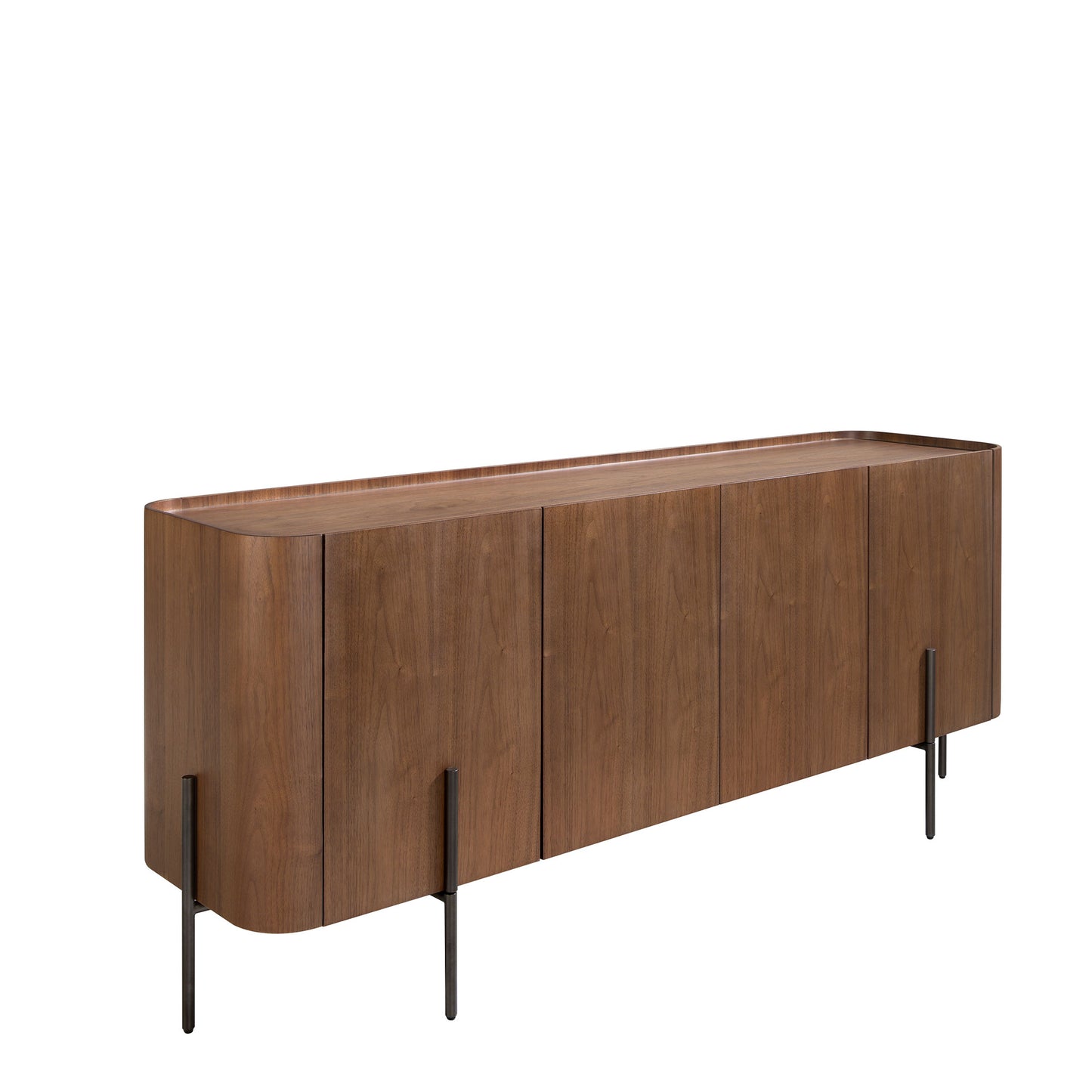 Walnut wood and black steel sideboard