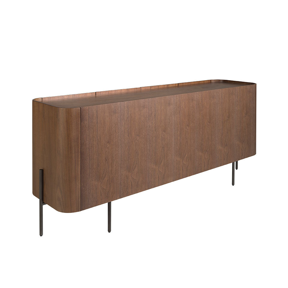 Walnut wood and black steel sideboard