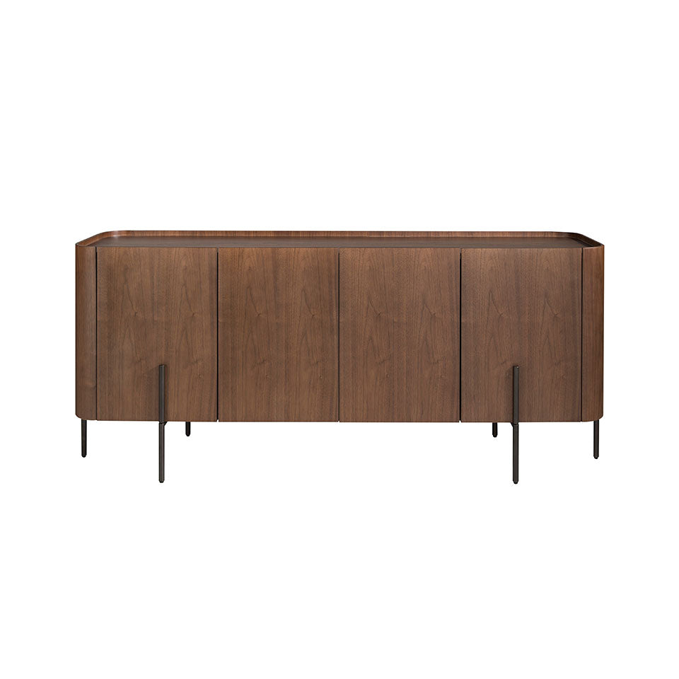 Walnut wood and black steel sideboard