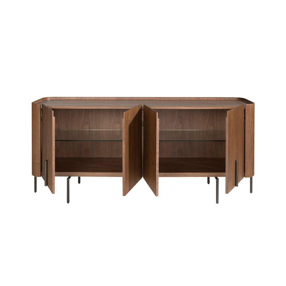 Walnut wood and black steel sideboard