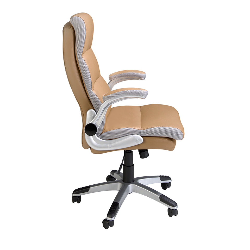 Brown leatherette swivel office chair