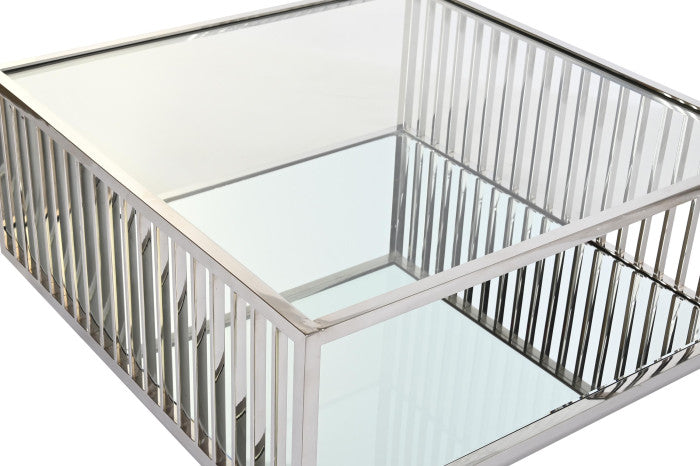 COFFEE TABLE STEEL MIRROR 100X100X45 CHROMED