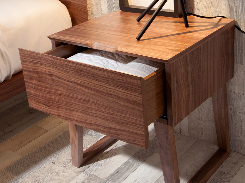 Walnut wood nightstand