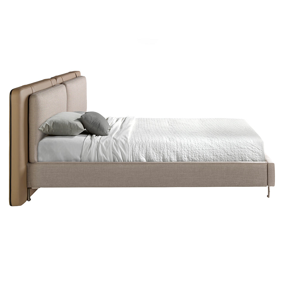 Mink leatherette and grey fabric bed