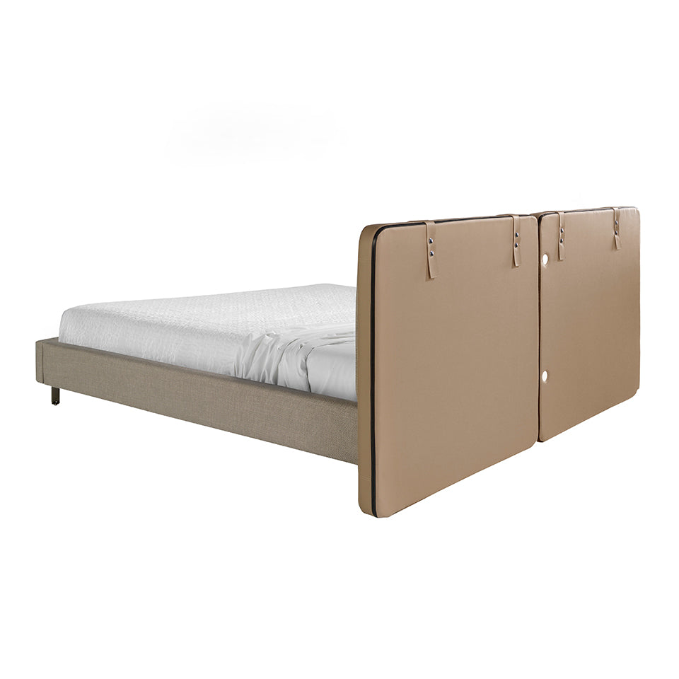 Mink leatherette and grey fabric bed