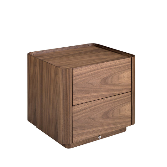 Walnut bedside table with lighting