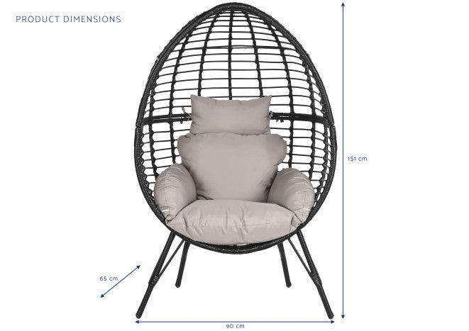 ARMCHAIR SYNTHETIC RATTAN 90X65X151 WITH CUSHIONS