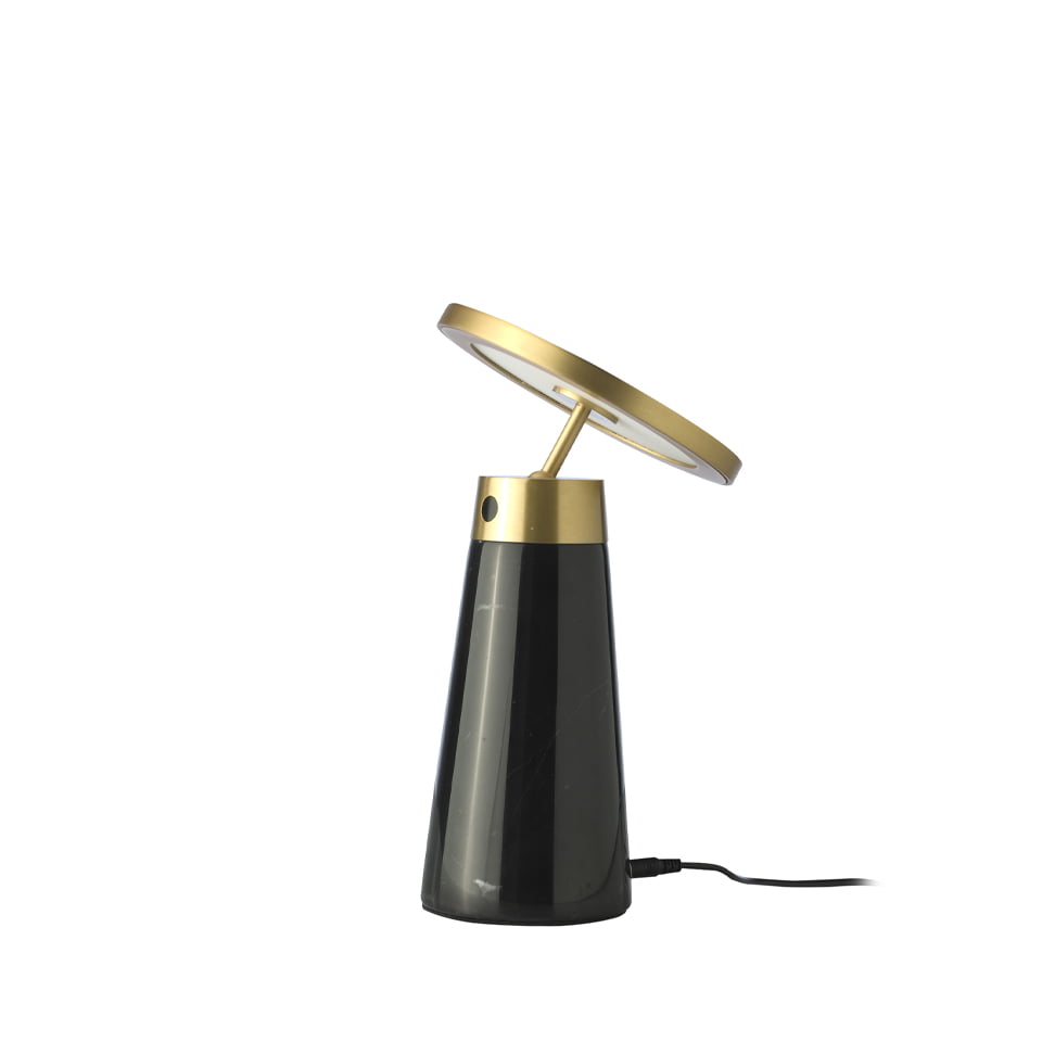 Table lamp in nero marquina marble and golden polished steel