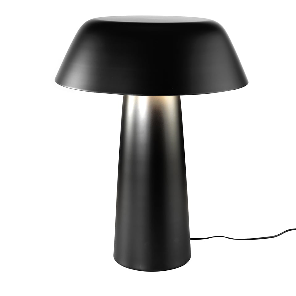 Table lamp made of stainless steel lacquered in black color