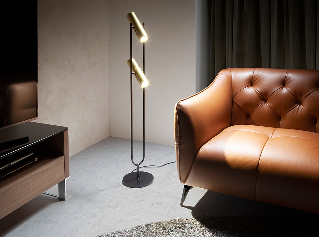 Black and gold stainless steel floor lamp