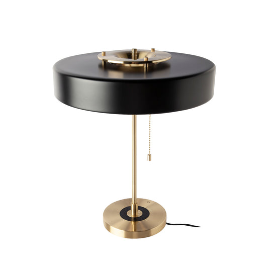 Table lamp in gold-plated aluminium and black aluminium