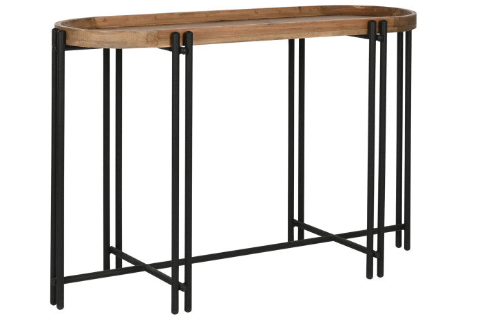 CONSOLE TABLE WOOD METAL 115X40X75 BROWN