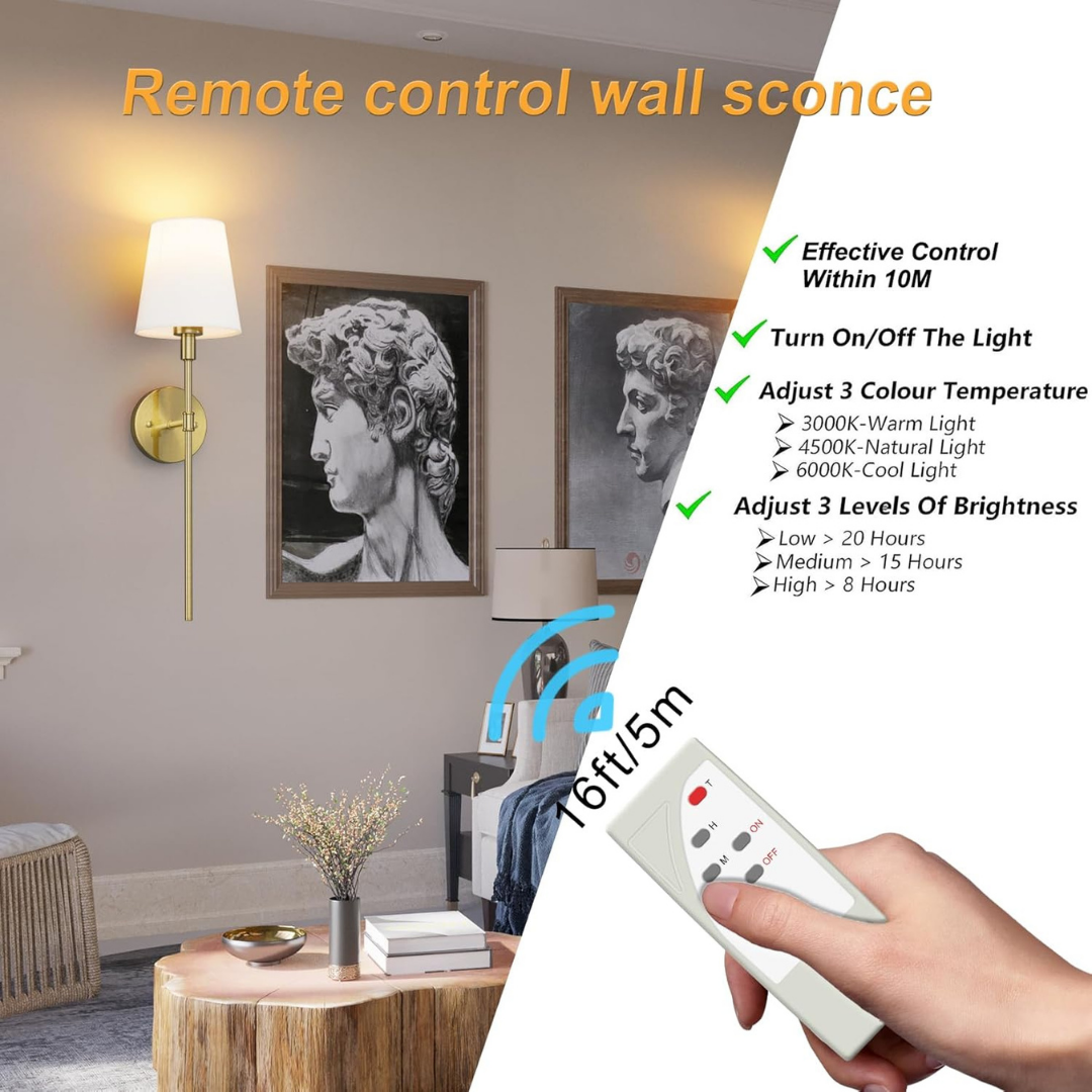 Juego de 2 luces de pared inalámbricas Aipsun