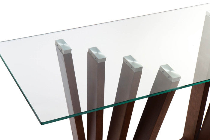 CONSOLE TABLE WALNUT GLASS 145X45X75 8 MM, NATURAL