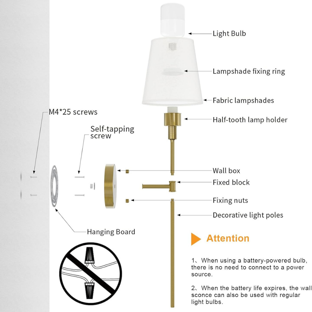 Juego de 2 luces de pared inalámbricas Aipsun
