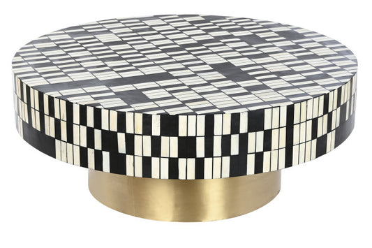 COFFEE TABLE BONE METAL 100X100X40 TWO-COLORED