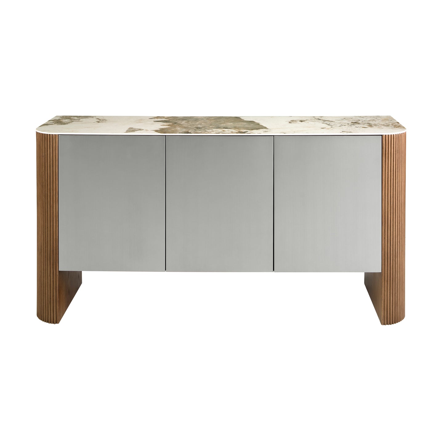 Sideboard silver wood, walnut and porcelain marble top