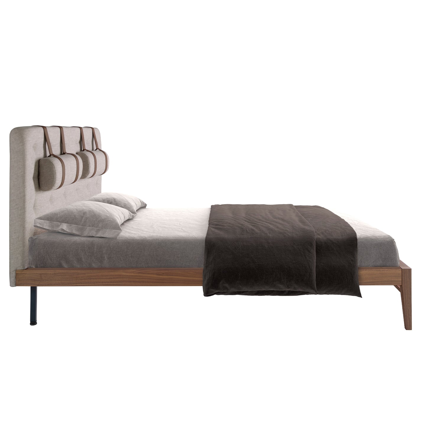 Grey fabric tufted bed 160 x 200