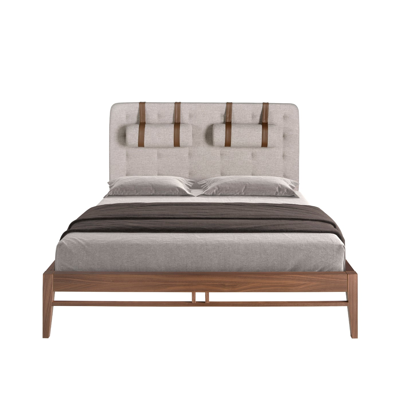 Grey fabric tufted bed 160 x 200