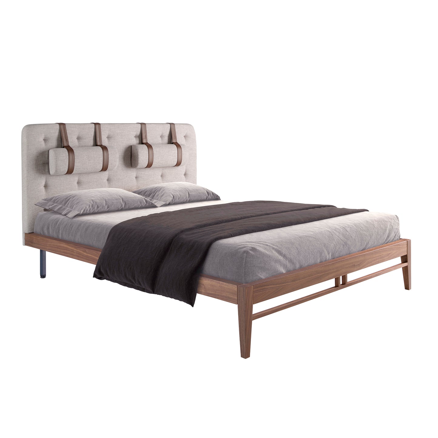 Grey fabric tufted bed 160 x 200