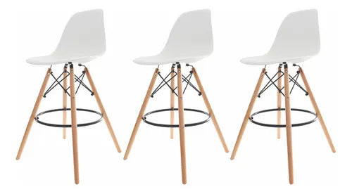 High White Resin Wood Bar Stool