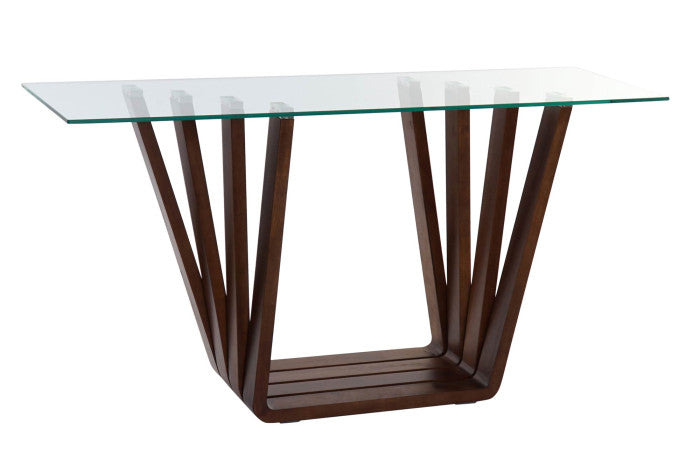 CONSOLE TABLE WALNUT GLASS 145X45X75 8 MM, NATURAL