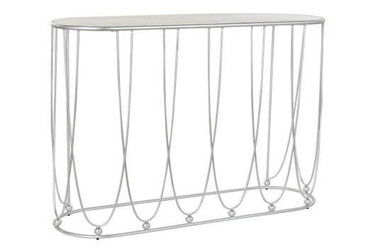 CONSOLE TABLE METAL MARBLE 115X35X78 SILVER WHITE