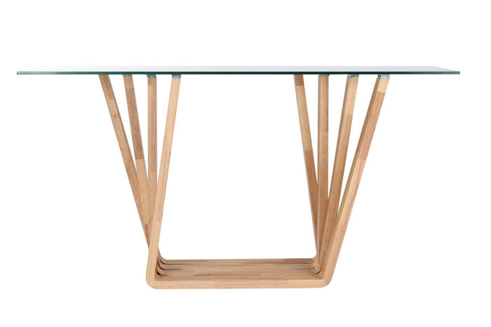 CONSOLE TABLE WALNUT GLASS 145X45X75 8 MM, NATURAL